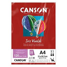 CANSON Iris Vivaldi, Papel Colorido A4 em Pacote de 25 Folhas Soltas, Gramatura 120 g/m², Cor Vermelho Escuro (15)