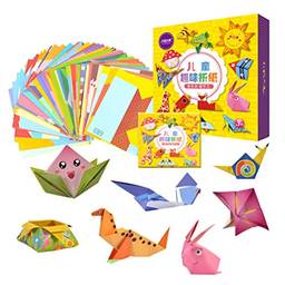 TOYANDONA Kit de origami para crianças, desenho animado, papel dobrável, artesanal, papel colorido, dupla face, artes e artesanato, projetos para jardim de infância, escritório escolar (edição básica)