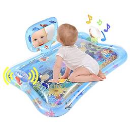 Henniu Tapete de água Tummy Time para bebê menino menina PVC inflável Play Mat com espelho chocalho buzzer para bebês centro de atividades divertidas