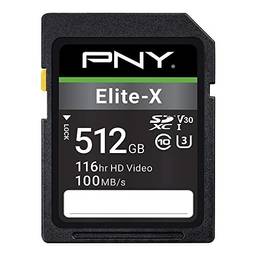 PNY Cartão de memória flash 512 GB Elite-X Classe 10 U3 V30 SDXC (P-SD512U3100EX-GE)
