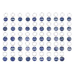 NUOBESTY 50Pcs Chaveiro Com Número de Chave Redondo Etiquetas de Número Chave de Número Chaveiro de Plástico Identificações de Números 1-50 para Chaves de Dormitório Armários de Hotel Azul