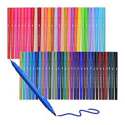 KKcare Caneta marcadora flexível de ponta dupla de 60 cores 0,4 mm ponta fina e 1-2 mm ponta pincel marcadores para adultos crianças desenho pintura colorir caligrafia