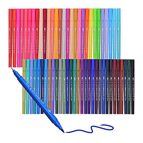 yeacher 60 cores caneta de marcador flexível de ponta dupla 0,4 mm ponta fineliner e ponta de pincel de 1-2 mm marca-texto para adultos crianças desenho pintura pintura caligrafia