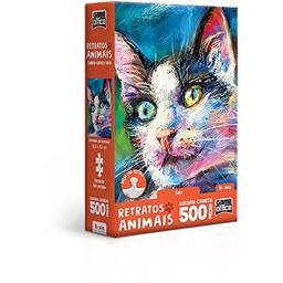 Retratos Animais! - Gato - Quebra-cabeça - 500 peças nano, Toyster Brinquedos, Multicolorido