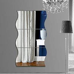 Monque 3D DIY Removível 6 peças/conjunto de adesivos de parede espelhados, decoração de casa, decoração de casa, combinação de arte, onda e espelho, adesivos de parede