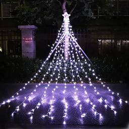 NUTOT 317LEDs Luzes de Cachoeira 8 Modos Árvore de Luz Pentagrama Árvore de Natal Decorativa Luzes de Cachoeira À Prova D' Água Luzes de Corda de Fadas para Festa de Casamento ao Ar Livre Pátio