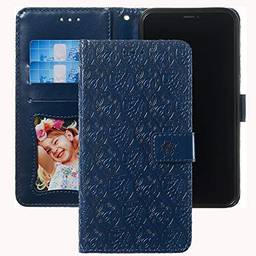 Capa carteira XYX para Xperia XA1 Ultra, Capa para Xperia XA1 Ultra, [Flor de ratã 3D] Capa de couro PU com fecho magnético de suporte, capa protetora para Sony Xperia XA1 Ultra (azul escuro)