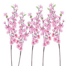 BESPORTBLE 6 peças flores artificiais flor de pêssego ramos flor de cerejeira hastes de casamento decoração de mesa de casa