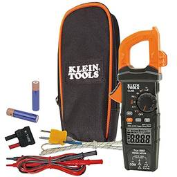 Klein Tools Testador elétrico CL800, medidor de braçadeira digital CA/CC com variação automática de 600 Amp mede tensão, resistência, temperatura, mais