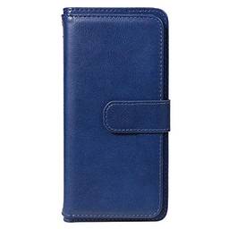 Capa carteira para Motorola Moto G 5G Plus couro PU Flip Stand [10 cartões] [cor sólida] capa para telefone coldre - azul