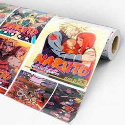 Papel de Parede Adesivo Naruto Capa de HQ Coloridos Quadrinhos Lavável Rolo de 3 Metros, Para Sala e Quarto, Pro Decor