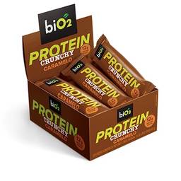 bio2 Display Barra de Proteína Caramelo, 9 unidades de 50 g, Protein Crunchy Vegana e sem Glúten