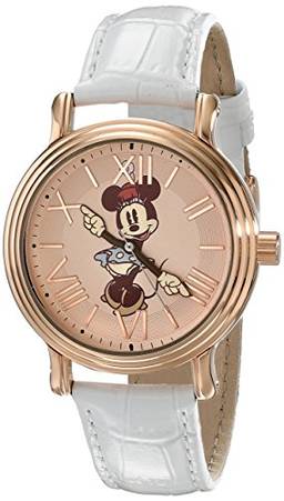 Disney Relógio de mão feminino Minnie Mouse Braço, Relógio Mickey Quartz, Branco