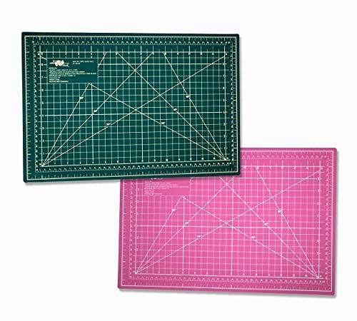 Base de Corte Dupla Face (Verde e Rosa) 45X30cm - Patchwork Artesanato Scrapbook