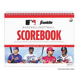 Franklin Sports Livro de pontuação de beisebol + softbol - Livro de pontuação para estatísticas + coaching - livro oficial de pontuação de beisebol + softball, livro de 25 jogos