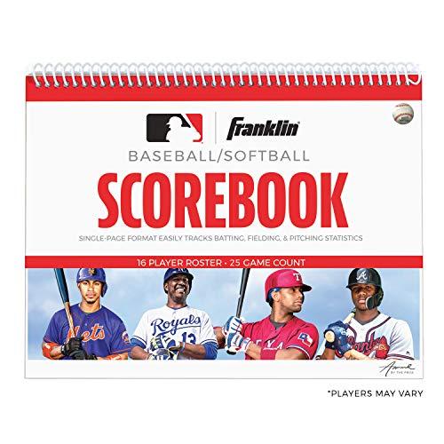 Franklin Sports Livro de pontuação de beisebol + softbol - Livro de pontuação para estatísticas + coaching - livro oficial de pontuação de beisebol + softball, livro de 25 jogos