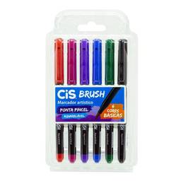 Caneta pincel Brush Aquarelável com 6 cores básicas Cis