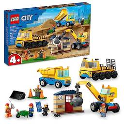 LEGO Set City Great Vehicles 60391 Camioes de Construçao e Grua com Bola De 235 peças