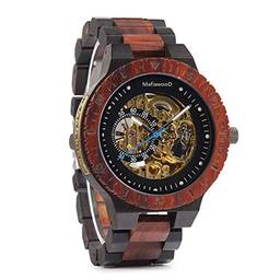 Relógio casual Mikonos Red, Mafia Wood Exclusive Wear, Adulto Unissex, Madeira Vermelha,