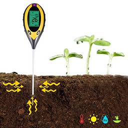 Kiaya Medidor de umidade do solo Teste de solo 4 em 1 Medidor de umidade PH Medidor de umidade de luz Testador de temperatura de jardim Planta de flores Ferramenta de monitor de solo Multi-funcional