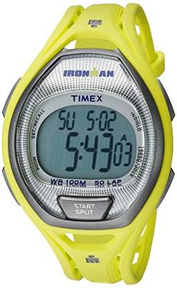 Timex Relógio Ironman elegante de 50 tiras de resina, Limão/prateado, Unisex, Cronógrafo, digital