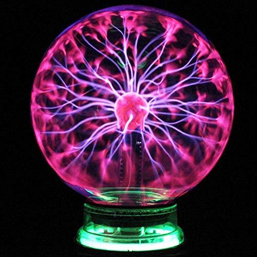Fdrirect Bola de luz, globo de luz de plasma mágico de 4 polegadas lâmpada estática de toque com som de bola de plasma sensível 220V luz verde vermelha