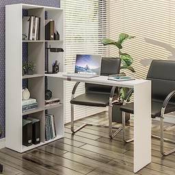 Escrivaninha/mesa Office com Estante Lateral Multimóveis Fg2561 Branca/lacca Fumê