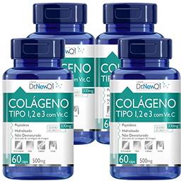 Colágeno Tipo 1 2 E 3 60 Cápsulas 500mg Dr New Qi Kit X4