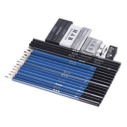 Domary 26pcs Conjunto de kit de lápis de esboço para desenho profissional incluindo lápis de esboço Grafite e carvão.