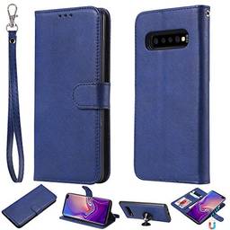 Capa carteira XYX para Galaxy S10 Plus, 2 em 1 de couro PU com capa fina removível para celular Samsung Galaxy S10 Plus 6,4 polegadas (azul)