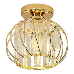 FAKEME Lustre de cristal moderno iluminação semi embutida luminária pendente lâmpada de teto para corredor sala de estar quarto sala de jantar - ouro