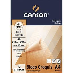Bloco Canson Croquis Manteiga A4 40g/m² com 50 folhas