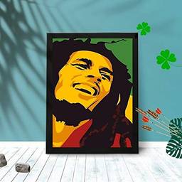 Quadro Decorativo Bob Marley Jamaica C/Moldura e Vidro Sala Cor:Preto