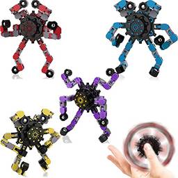 4 pcs Fidget Spinners, Brinquedos Sensoriais Engraçados de Fidget Brinquedos Deformáveis ??Robot Deformáveis, Spinner descompressão, Brinquedos Giroscópio Mecânico Criativo Deformável
