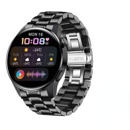 SANDA Bluetooth Call Relógio Inteligente Masculino Toque Completo Esporte Fitness Relógios À Prova D' Água Freqüência Cardíaca Banda De Aço Smartwatch Android IOS (Steel black 2)