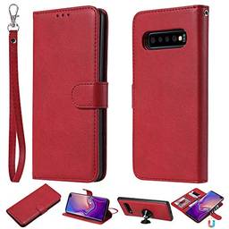 Capa carteira XYX para Galaxy S10, 2 em 1 de couro PU com capa fina removível para celular Samsung Galaxy S10 de 6,1 polegadas (vermelho)