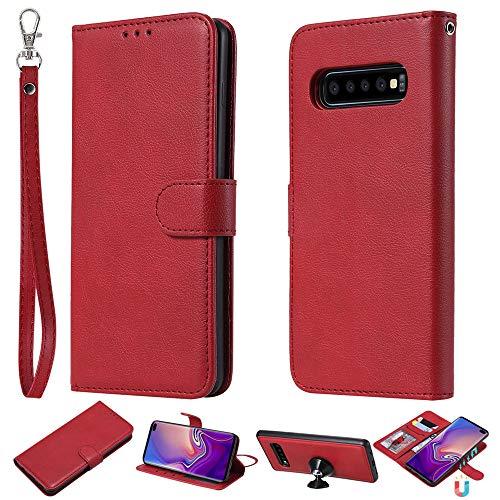 Capa carteira XYX para Galaxy S10 Plus, 2 em 1 de couro PU com capa fina removível para celular Samsung Galaxy S10 Plus 6,4 polegadas (vermelho)