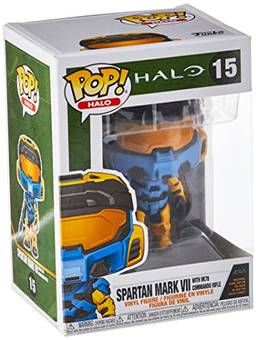 Funko Pop! Games: Halo Infinite - Spartan Mark VII with VK78, Blue & Yellow, with Game Add On, 3.75 inches
