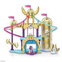 My Little Pony: A New Generation Corrida Celeste Real - Castelo de 56 cm com Figura Princesa Petals - F2156 - Hasbro, dourado, rosa e roxo