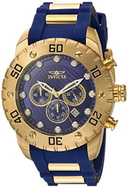 Relógio masculino Invicta Pro Diver a quartzo, aço inoxidável com pulseira de poliuretano, azul, 25 (modelo: 20280)