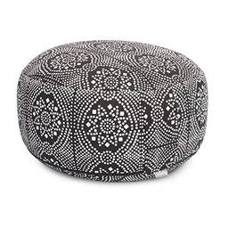 Almofada de meditação estampada rondo maharaja capa 100% de algodão e recheio de fibra de paina 17cm x Ø 32cm | 1.7kg (Bandhani/Preto e Branco)