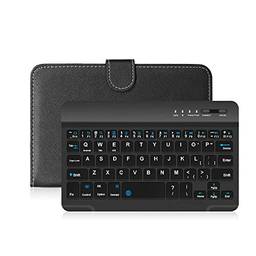 Capa do teclado, Romacci Teclado sem fio BT portátil de couro pu com capa protetora para telefones celulares de 4,5-6,8 polegadas teclado preto