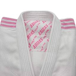 Kimono Judô Adidas Quest J690 Branco Com Faixas Bordadas Em Rosa (2, 180 Cm)