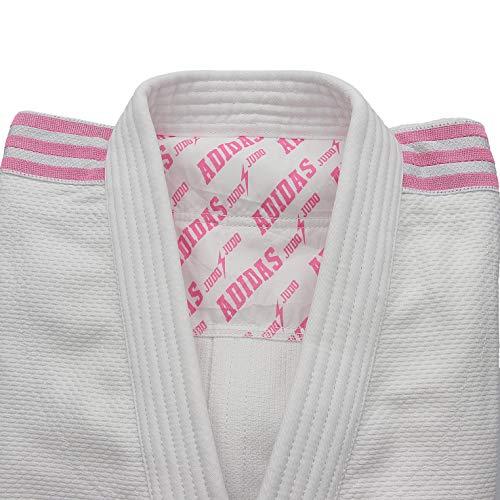 Kimono Judô Adidas Quest J690 Branco Com Faixas Bordadas Em Rosa (2, 170 Cm)