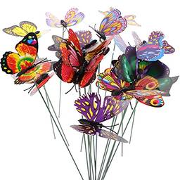 Cabilock 50 peças de estacas de jardim borboleta para jardim ao ar livre, vaso de flores, vaso de jardim, ambientes internos e externos, decoração de vaso de plantas (cor aleatória)