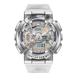 SANDA Relógio Masculino Sanda Criativo Impermeável Relógio Esportivo Quartzo Multifuncional Relógio Militar Masculino (White Silver)