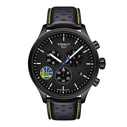 Tissot Relógio masculino Chrono XL NBA Golden State Warriors 316L aço inoxidável com revestimento PVD preto relógio de quartzo suíço, azul, preto, couro, 22 (T1166173605102), Preto, Relógio de quartzo