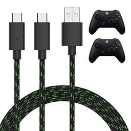 TalkWorks Dual Controller Charger Cord for Xbox Series X / Series S - 10 ft Nylon Braided USB C Charging Cable - Charges 2 Controllers/Devices