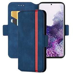 Capa carteira XYX para Samsung Galaxy Note 10 Plus/Note 10 Plus 5G, capa carteira de couro PU com costura fosca retrô com design flip com suporte e compartimento para cartão de crédito para identidade, fecho magnético, azul