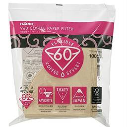 Filtro De Papel Natural Para Coador De Café V60, Tamanho 02, Pacote Com 100 Hario 0 Marrom